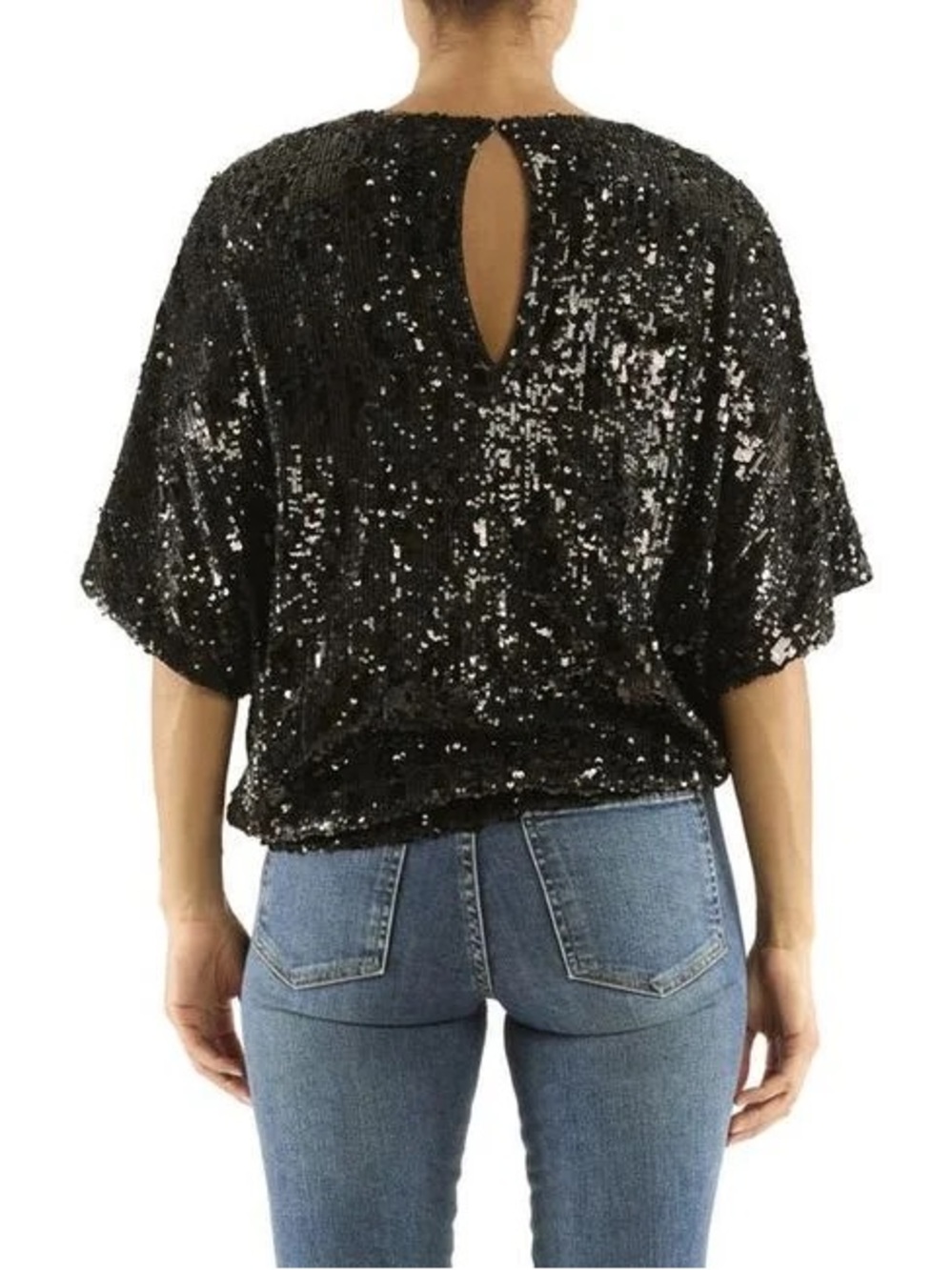 Ramy Brook Black Sequin V-Neck Blouse - Picture 2 of 3